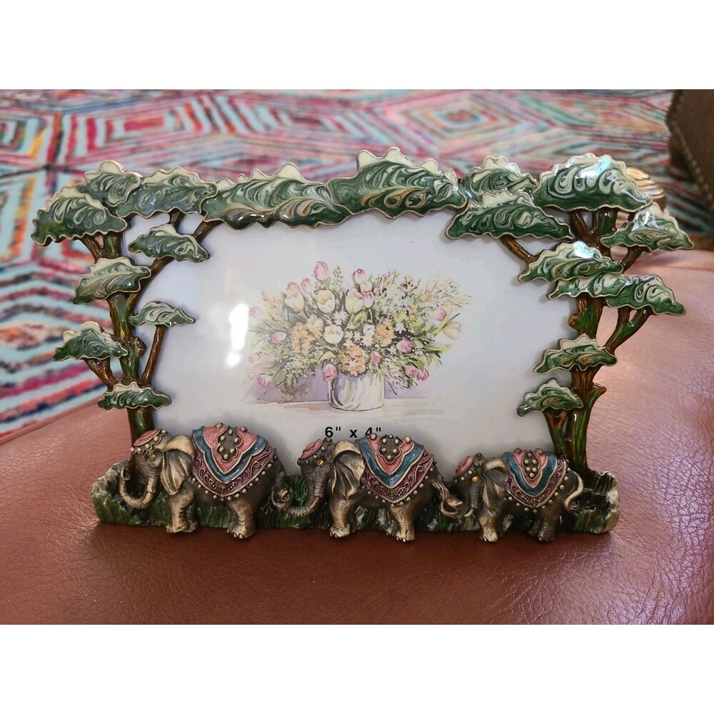 Jeweled Elephant Picture Frame Jeweled Accents With Backing Stand